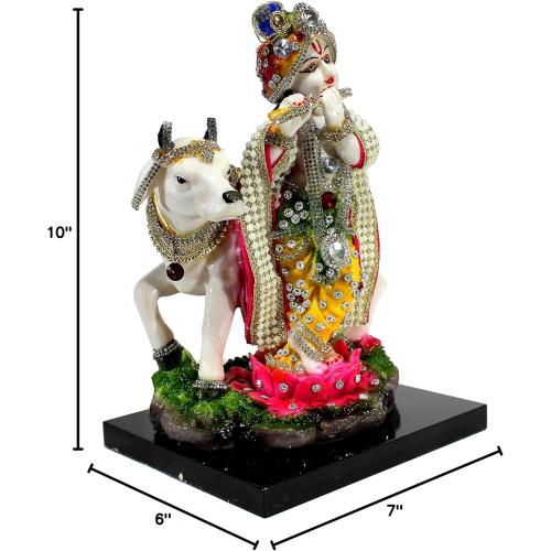 Size 10 eSplanade Resin Lord Krishna with Cow Murti Idol Statue Sculpture (10)