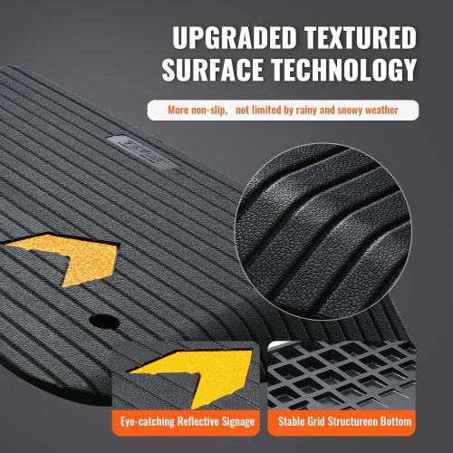 VEVOR  Rise Rubber Threshold Ramp, 35.5 Wide Wheelchair Ramp Doorway, Natural Curb Ramp, 33069Lbs Load Capacity, Non-Slip Textured Surface Rubber Curb Ramp for Wheelchair and Scooter