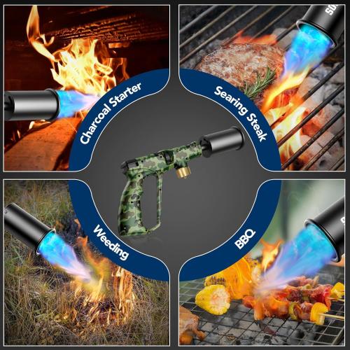 Sondiko Propane Torch Head, Powerful Kitchen Torch for Cooking, BBQ, Sous Vide and Steak Searing, Adjustable Blow Torch - Perfect Campfire Charcoal Starter, Gas Welding Kit(Propane Tank Not Included)