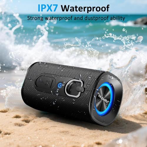 Bluetooth 5.4 Speaker, 2026 Wireless Bluetooth Speaker with 20W Stereo Deep Bass, HD Call, Colorful RGB Lights, TF-Card USB, TWS Pairing, IP-X7 Waterproof for Travel Party Home Beach Indoor Outdoor