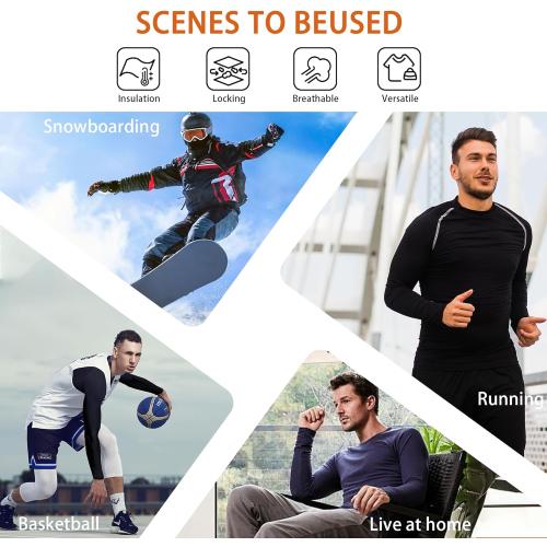 Pack Of Large Men's Thermal Compression Shirt Fleece Lining Athletic Quick Dry Base Layer Long Sleeve Fitness Top