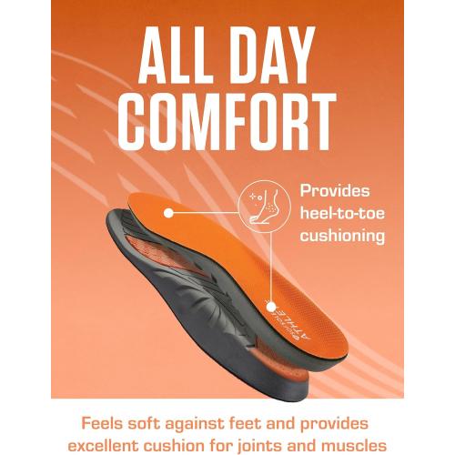 SOF SOLE ATHLETE Performance Men's Insoles - PU Foam & Gel Inserts - Heel-to-Toe Cushioning, Support, & Moisture Control, - Lightweight Comfort & Stability - Ideal for Runners, Walkers, Athletes