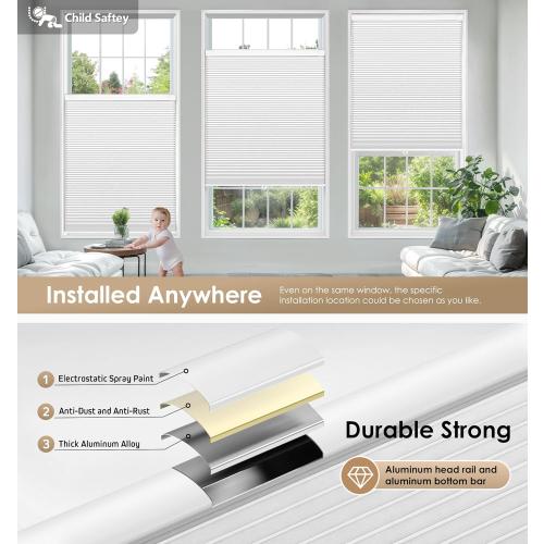 LazBlinds No Tools No Drill Cordless Cellular Shades, Blackout Light Blocking Honeycomb Shades for Home, Thermal Insulation Blinds for Windows, 36 W x 64 H, White