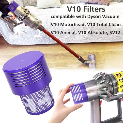 Replacement V10 Filters for Dyson V10 Cyclone Series, V10 Absolute, V10 Animal, V10 Total Clean, SV12, Replace Part No. 969082-01, 2 Pack Filters missing 1 from pack