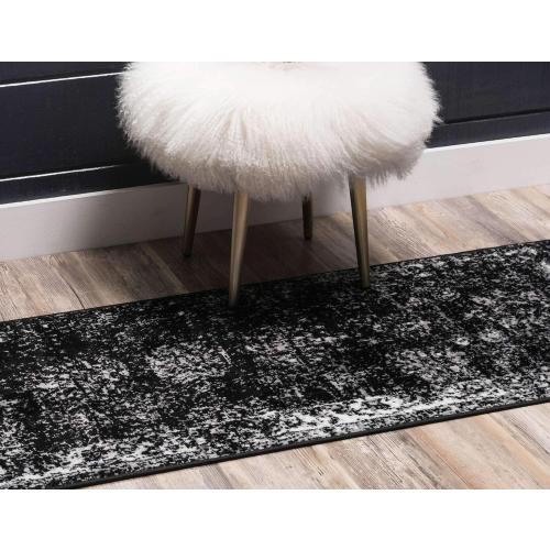 Unique Loom Sofia Collection Area Rug - Casino (2' x 6' 7 Runner, Black/ Ivory)