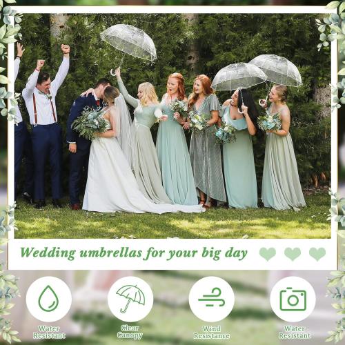 Wedding Favors for Guest Umbrella Gifts Bulk 52 Inch Large Dome Rain Windproof Stick Umbrellas with Thank You Tags and Rope Guest Souvenirs for Wedding Party Bridal Favors