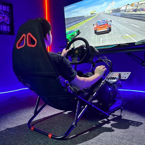Foldable Racing Simulator Cockpit for Logitech Thrustmaster MOZA | Space-Saving for Apartments, 10-Min Setup, Steel Frame. For G29/G920/G923/G27, T248/T300RS, for Xbox PS5