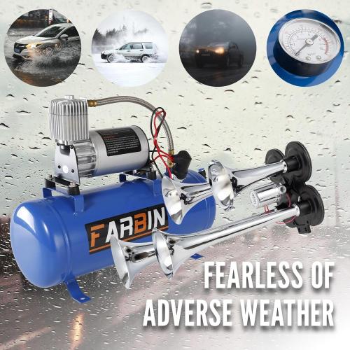 FARBIN Train Horn for Truck Loud Air Horns 4 Trumpet Horns with 6L Air Tank