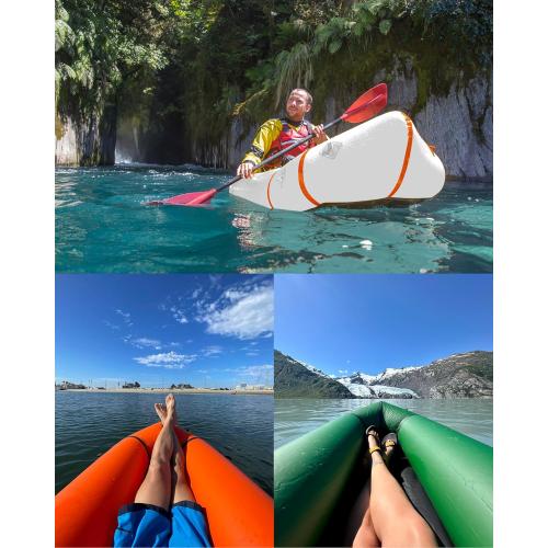 Color green and blackLightweight Packraft TPU - Inflatable Kayak for Adults & Kids, Durable, Compact, Rapid Inflate, for Flat Water Rafting, Bicycle Drifting, Litewater Dinghy