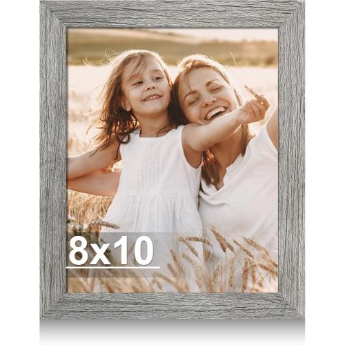8x10 Picture Frame, Made of Real Glass and Wooden Frame, Horizontal and Vertical Display for Wall or Tabletop (Grey, 1 Pack)