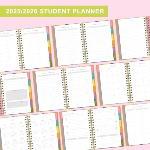 And Per Se Student Planner 2025-2026, Academic Planner July 2025 - June 2026, 8.5 × 6.2, Weekly & Monthly Lesson Plan for Students with Colorful Tabs & Stickers (Joyful Wave)