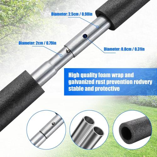 2 Sets Trampoline Replacement Poles, Universal Enclosure Pole Trampoline Net Poles Fits 8-16FT Frame with Poles Up to 1.65/4CM OD, 2 Mounting Hardware Kits & Safety Foam Sleeves