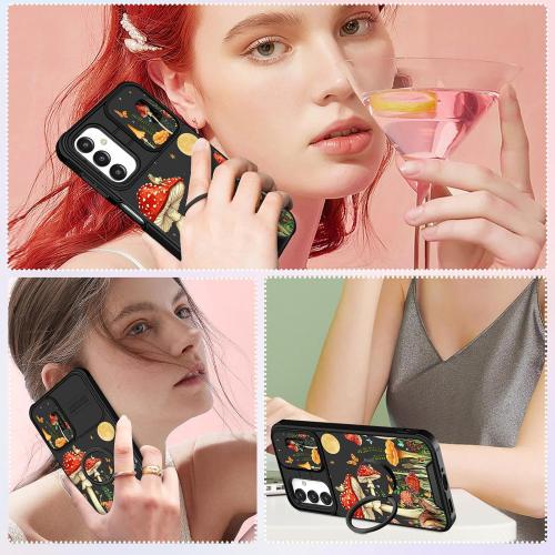 for Samsung Galaxy A16/A17 5G Phone Case - Women Girls Cute Phone Cover Girly Pretty Aesthetic Mushroom Unique Design with Camera Cover Ring Stand Funda for Galaxy A16/A17 5G Case