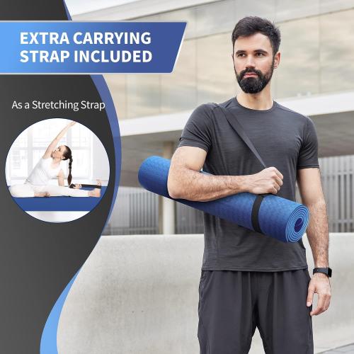 Size72/84x 32x 1/4 Color Blue  Extra Wide Yoga Mat for Women and Men (72/84x 32x 1/4) TPE Workout Mat, Non-slip Large Exercise Fitness Mat for Yoga, Pilates, Workout