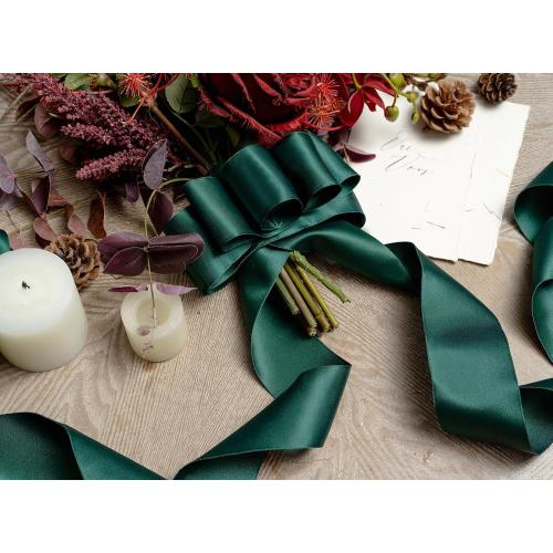 Keypan Green Satin Ribbon| Ribbons Gift Wrapping, Flower Bouquet Bows, Wedding Invitation, Christmas Decor, Crafts