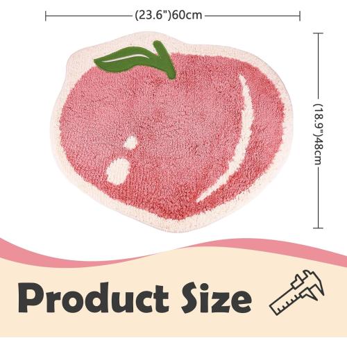 Peach Bath Mat for Bathroom 18.8 x 23.6 Cute Cartoon Deco Non Slip Fruit Shaped Washable Bathroom Bathtub Rug Absorbent Shower Rugs