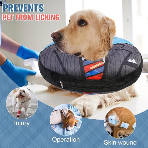 BEAUTYZOO Inflatable Dog Cone Collar, Recovery Dog Cone Alternative After Surgery, Adjustable Blow up Dogs Donut Collar, Pet Recovery Collar for Medium Large Dogs from Biting & Scratching,Soft Cone