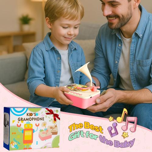 Kids Phonograph Toddler Record Player， with 96 Learning Cards, Early Education Machine Record Player Music Box Storyteller pop Speakers, Gift for Boys and Girls
