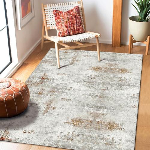 Dintszyayue Small Rugs for Bedroom 3X5 Washable Foldable Thin Neutral Soft Modern Living Room Rug Kitchen Accent Brown