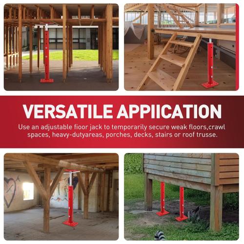4 Pack House Jacks for Leveling 19''-36''Adjustable Support Jack,17636LBS Max Capacity Each Screw Pole Jack,for Temporary Support for Leveling-Red