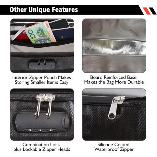 Fireproof and Waterproof Document Bag with Lock and Interior Zipper Pouch. U.S Patented Fully Enclosed Bag Design. Fire Safe Storage for Important Documents, Files & Valuables, 16x12.6x6.5