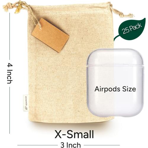 X-Small Reusable Cotton Bags - X-Small Cloth Gift Bags with Drawstrings for Jewelry, Home Supplies, Makeup,DIY, Wedding, Party Favors - Muslin Fabric Pouches