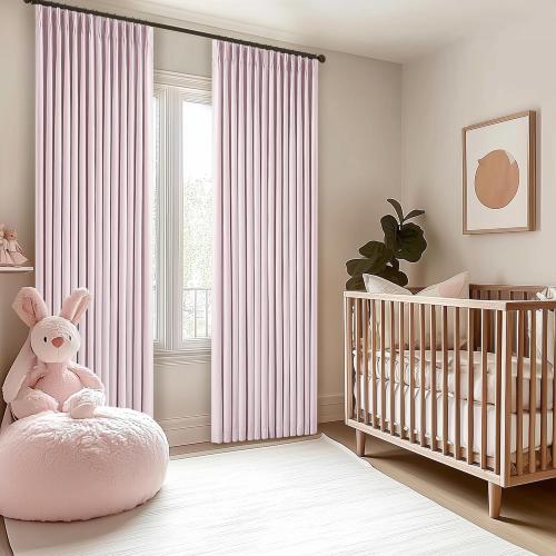 Pleated Pink Blackout Curtains 108 Inches Long for Girls Bedroom Living Room Thermal Insulated Pinch Pleat Room Darkening Light Blocking Linen 108 Inch Curtains Drape Window Panels Baby Pink Blush