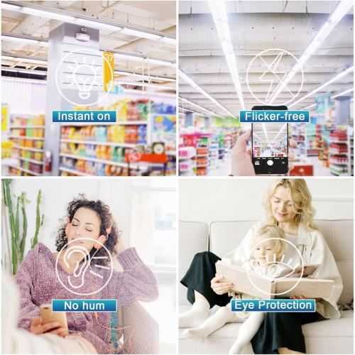 T8 LED Bulbs 4FT, 6000K Daylight White, 40W Equivalent, Ballast Bypass, Dual Ended Type B Light Tube, LED Fluorescent Tube Replacement T8 T12, Non-dimmable