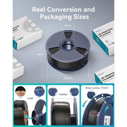 SUNLU PETG Filament 1.75mm,4kg,Black White Klein Blue Red | 3D Printer Filament, Less Stringing, Good Layer Adhesion, High Toughness, PETG Filament 1.75 ±0.02mm