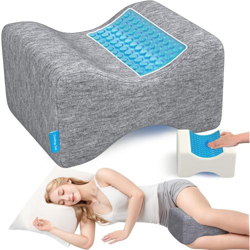 Knee Pillow for Side Sleepers, Leg Pillow with Cooling Gel, Grey/X-Large