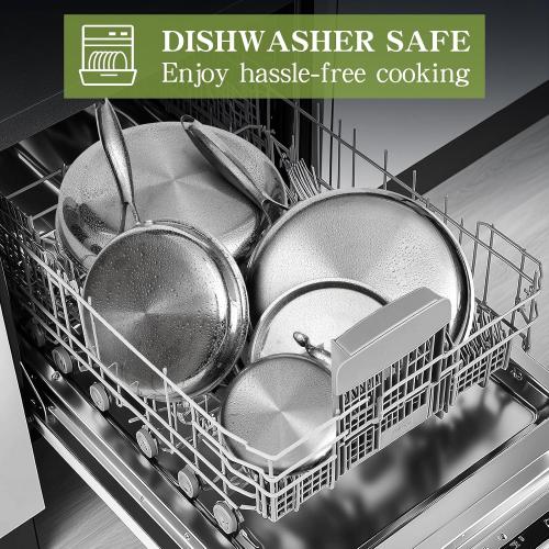 Triple Ply Stainless Steel Pots and Pans Set, EWFEN 12 Piece Induction Cookware Set, Oven Dishwasher Safe | Frying Pans, Saucepans, Saute Pan & Stock Pot, PFOA Free Kitchen Skillet