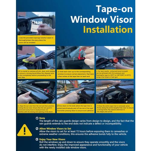 Shatterproof Tape-On Rain Guards for Dodge Ram 1500 2019-2026 Crew Cab (New Body Style), Out-Channel Window Deflectors Vent Window Visors Rain Sun Wind Guards, Not for Ram Classic