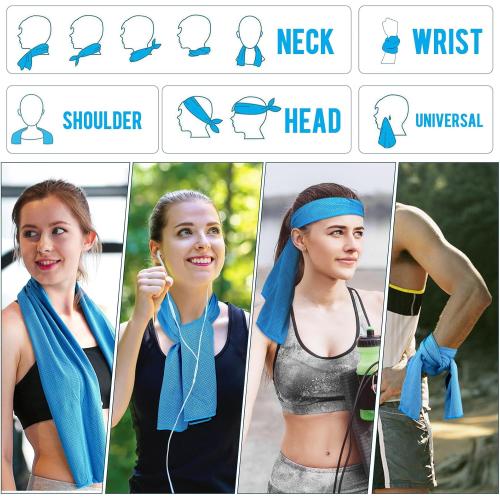 MENOLY 30 Packs Cooling Towels Bulk Cooling Towels for Neck and Face Gym Workout Cooling Neck Rags for Sports Yoga Soft Microfiber Breathable Sweat Rags for Hiking Running Fitness-Blue