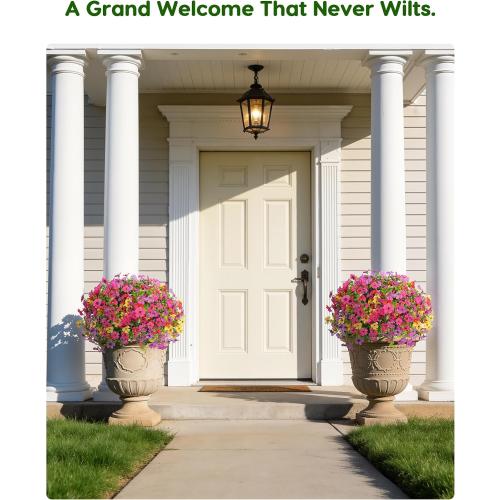 ONLY YELLOW ❗❗Velener Artificial Flowers for Outdoors- 20” Potted Plant Fake Silk Daisy Bush-UV Resistant Artificial Outdoor Plant for Front Porch, Garden, Yard, Patio Decor(Mixed Colors)