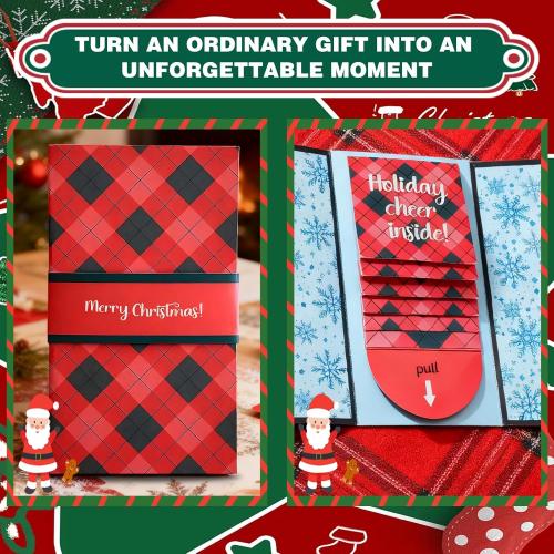 Handmade Waterfall Christmas Gift Card Booklet,Pull-out Design Merry Christmas Gift Card Book,Xmas DIY Surprise Money Card Sleeve Book Holder,Xmas Party Supplies Gifts for Family Friends (2Pcs)