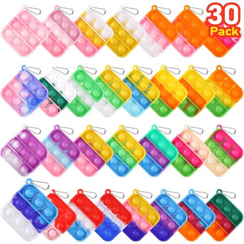 Kids Party Favors Fidget Toys Bulk 9 Pack Mini Pop Fidget Keychain Its Birthday Party Favors for Kids 4-8,8-12 Small Classroom Prizes It Back to School Gifts for Students from Teacher