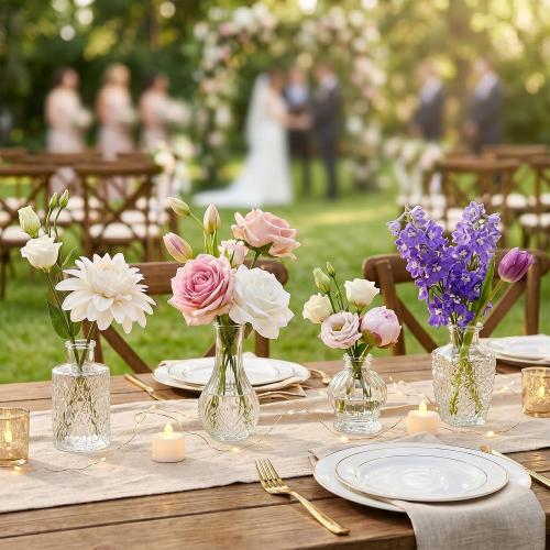 Fixwal 36pcs Glass Bud Vase Bulk Set, Clear Small Glass Vases for Flowers