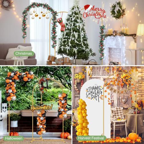 Metal Arch Backdrop Stand 7.2FT 6FT Wedding Arch Backdrop Stand Set of 2 Gold Arch Backdrop Stand for Valentines Day Party Wedding Ceremony Baby Shower Birthday Floral Balloon Decration