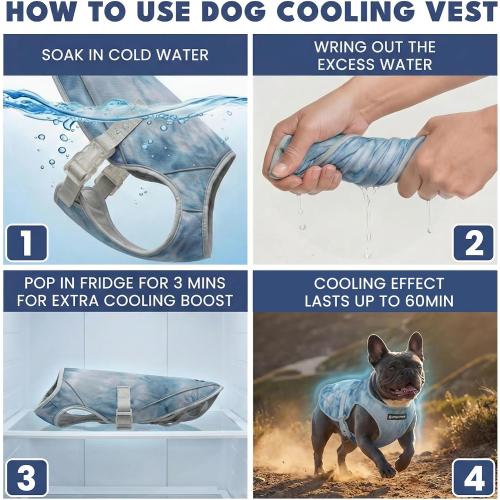 Spark Paws Dog Cooling Vest - SPF 50 UV Sun Protection - Summer Heat Relief Gear for Dogs, Lightweight, Evaporative Cooling - Dog Anxiety Relief Vest During Hot Days - Ice Blue, Medium