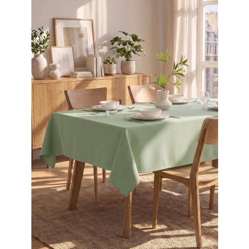 IVAPUPU Textured Linen Rectangle Table Cloth, Sage Green, 52 x 70 Inch