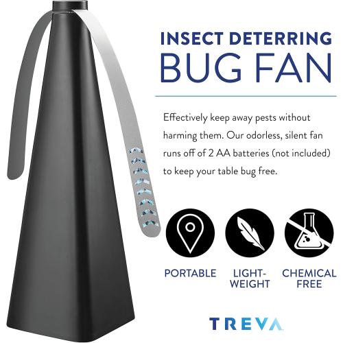 Treva Bug Fan Fly Deterrent with Holographic Blades to Clear Bugs, Mosquitoes, and Flies, Battery Powered Fly Fan 2 Pack