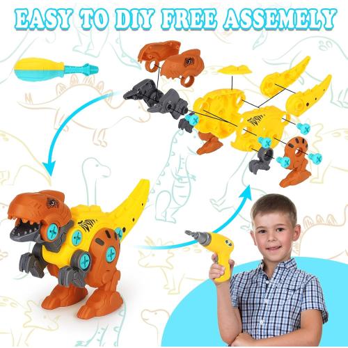 Dinosaur Toys, Take Apart Dinosaur Toys for Kids, Educational Construction Building Sets with Electric Drill Storage Box - Birthday Gifts for Toddlers Boys Girls Age 3 4 5 6 7 8 Year Old