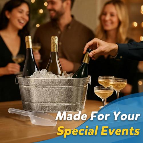 2 Pack Small Galvanized Tub with Handles - Beverage Tub, 3 Gallon Ice Bucket for Small Parties, Metal Drink Buckets for Parties for Champagne Cocktails Wine Cooling for Mimosa Bar Supplies