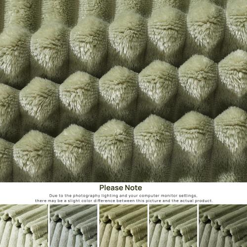 Geniospin Throw Blanket for Couch, Bed, Sofa – 280GSM Super Soft Lightweight Blanket with Stripe, 3D Ribbed Jacquard Blanket, Plush Fuzzy Cozy Throws, Warm and Breathable (Sage Green, 50x60 inches)