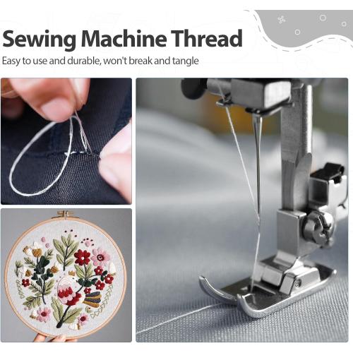 4 Pack White Sewing Thread, Serger Thread Cones of 3000 Yards Each, All Purpose Polyester Sewing Serger, Quilting, Piecing, Overlock Machine