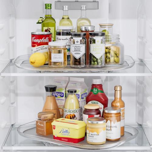 LAMU Lazy Susan Organizer 14.56''x11'' for Refrigerator Organizers and Storage Fridge Organization, Turntable Condiment Organizer for Kitchen, Table Top, Cabinet, Pantry, Countertop, 1 Pack