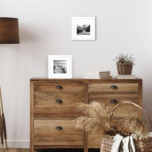 Americanflat 9x9 Picture Frame with Polished Plexiglass - Set of 2 - Use as 6x6 Frame with Mat or Display 9x9 Photo Without Mat - Galleria Collection - Square Frames for Tabletop and Wall - White