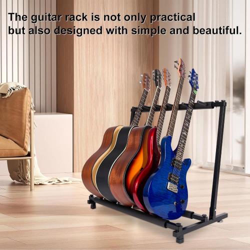 AODSK Multi Guitar Stand Rack with Folding Design,Multiple Guitars Stand,Portable Black Guitar Holder,Black Guitar Display Holder for Guitar & Bass,Studio & Home