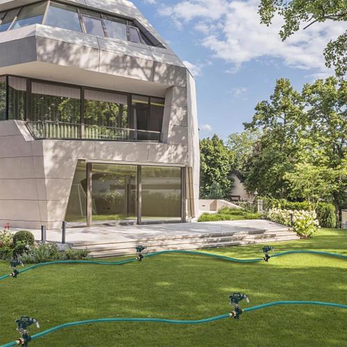 2 Pack Impact Sprinkler Head on Metal Step Spike, Heavy Duty Zinc Alloy Lawn Sprinkler, Adjustable Coverage Nozzle on Sturdy Spike Base, 360 Degree Large Area Irrigation, Green