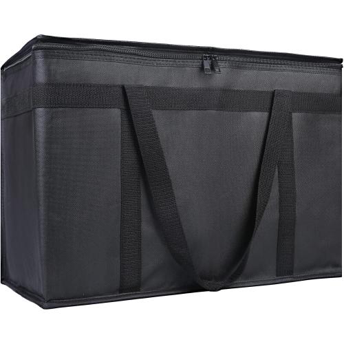 3 XLarge Bodaon 1-Pack Insulated Food Delivery Bag,  Reusable Grocery Shopping Bag, Frozen Food Cold, Cooler Bags with Zippered Top, Black